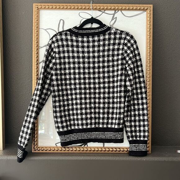 Philosophy Black white Plaid Sweater Crewneck Size Medium - Picture 4 of 4